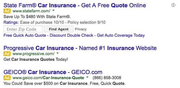 Google Adwords Search Result