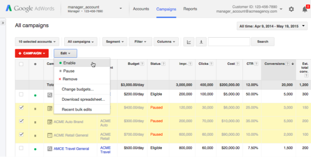 cross account campaign manager