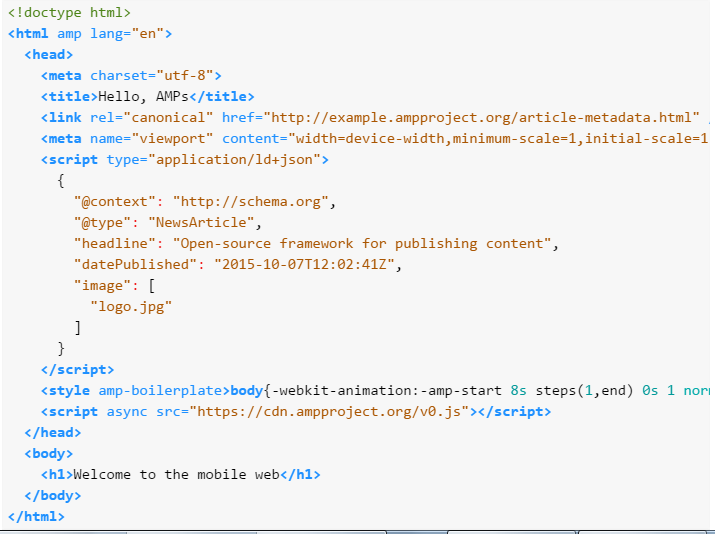 AMP HTML markup